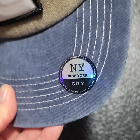 Rooster Embroidered Tan and Blue Trucker's Hat Cap - Picture 4 of 8